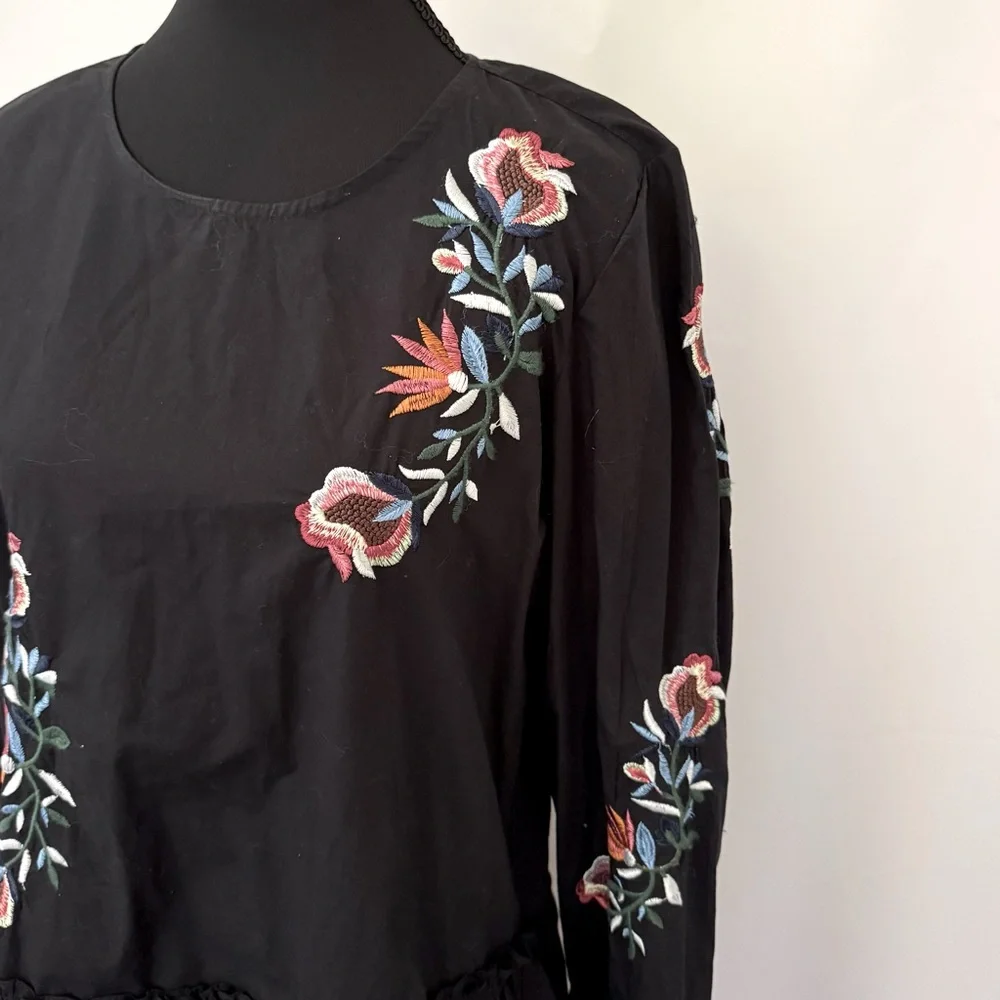 Zara‎ Trafaluc Collection Floral Embroidered Long Sleeve Mini Dress, Size S, NWT - Picture 10 of 16